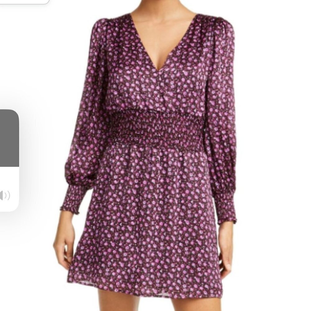 Leyden Women's Floral Mini Smocked Cocktail Dress in Purple Size S - Picture 7 of 10